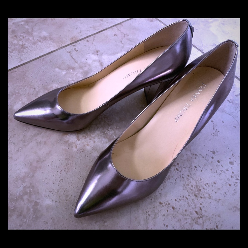 Ivanka trump metallic silver heels